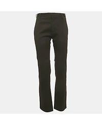 Pre-Owned Versace Women's Black Gabardine Belt Detail Trousers