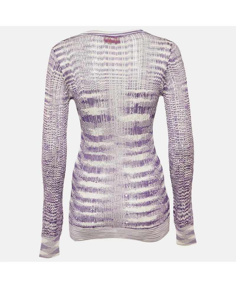 Pre-Owned Missoni Women's Purple/white Stretch Knit Sheer Top