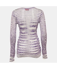 Pre-Owned Missoni Women's Purple/white Stretch Knit Sheer Top