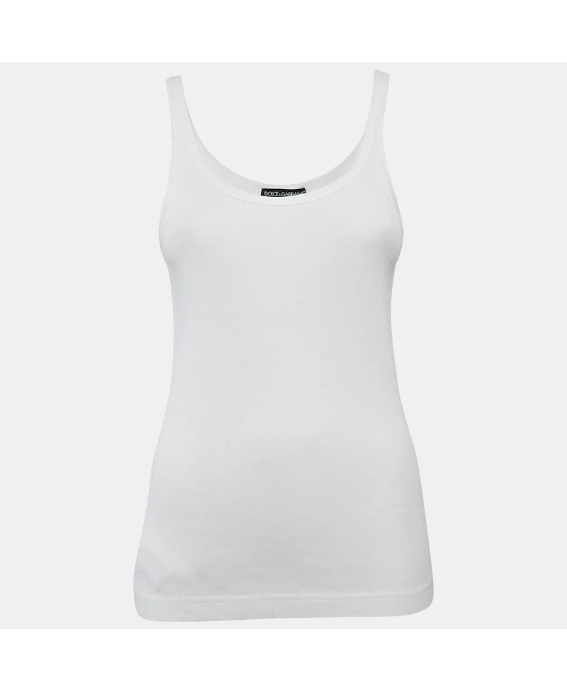 Pre-Owned Dolce & Gabbana Women's White Rib Knit Tank Top