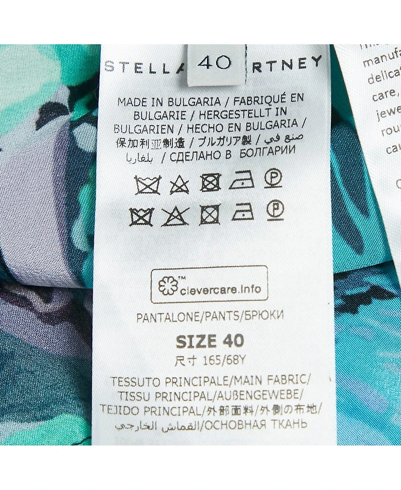 Pre-Owned Stella Mccartney Women's Blue Floral Print Silk Tie-Up Trousers