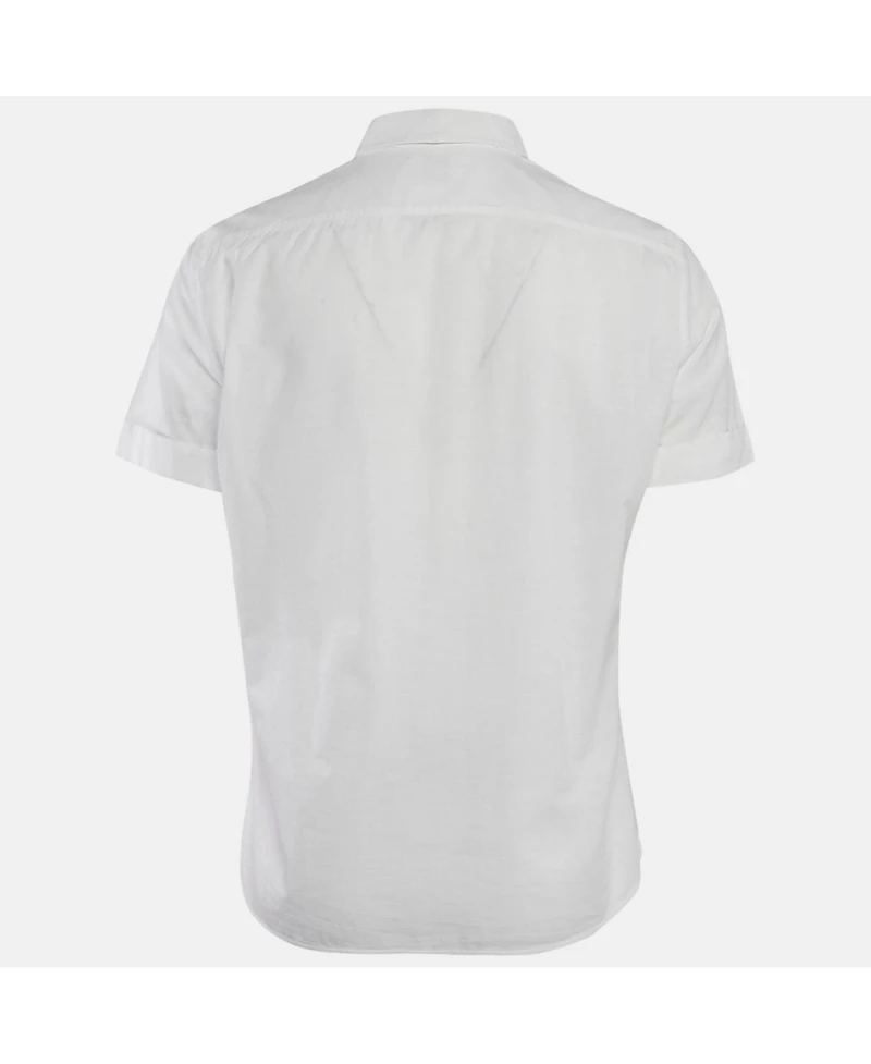 Pre-Owned Brunello Cucinelli Men's White Cotton Buttoned Half Sleeve Shirt