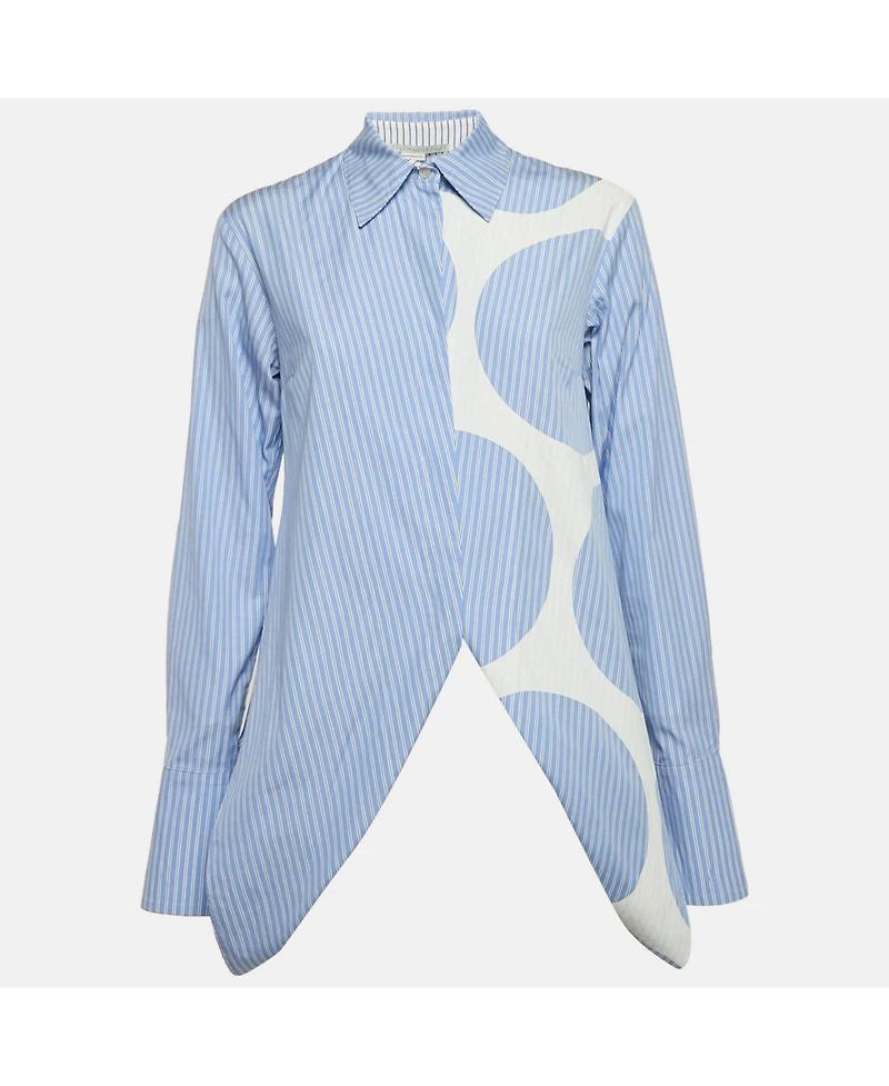 Pre-Owned Stella Mccartney Women's Stripe Cotton Asymmetric Shirt