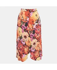 Pre-Owned Stella Mccartney Women's Multicolor Floral Print Silk Wrap Style Midi Skirt