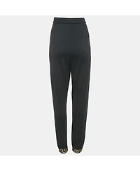 Pre-Owned Versace Women's Black Greca Trim Jersey Joggers