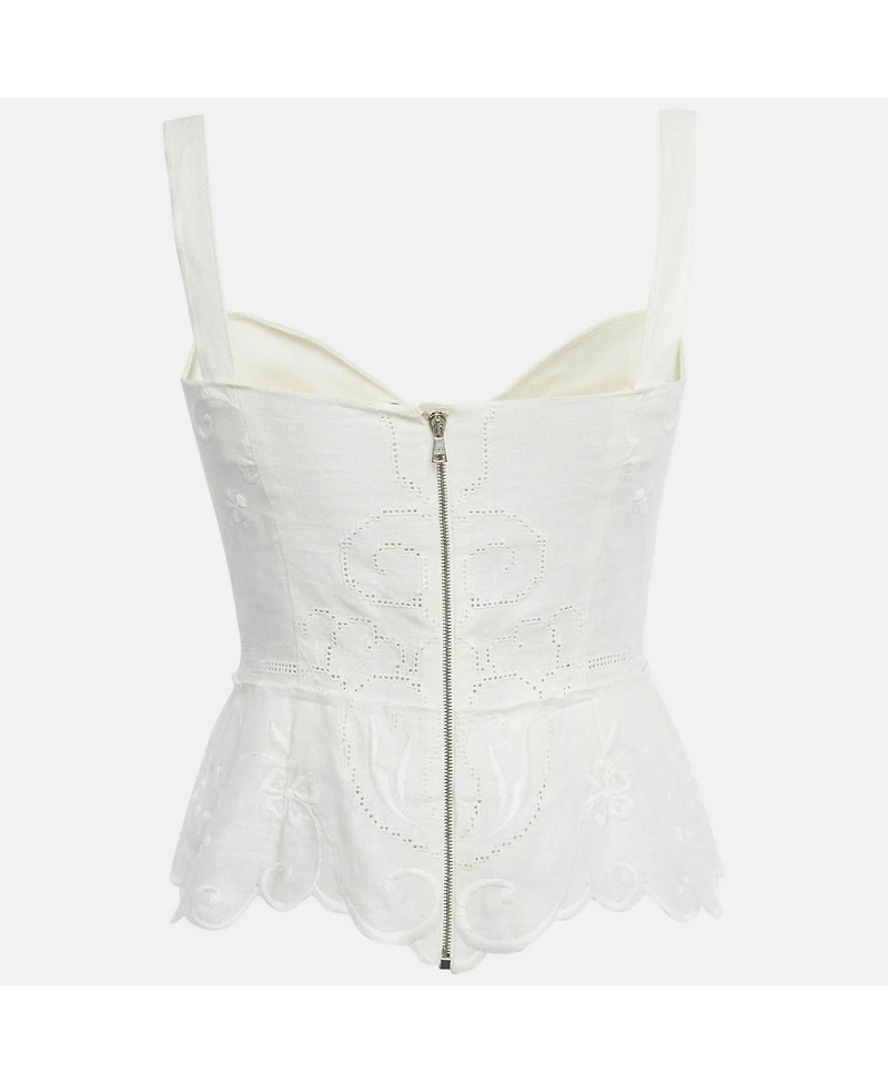 Pre-Owned Dolce & Gabbana Women's Embroidered Linin Blend Lace-Up Corset