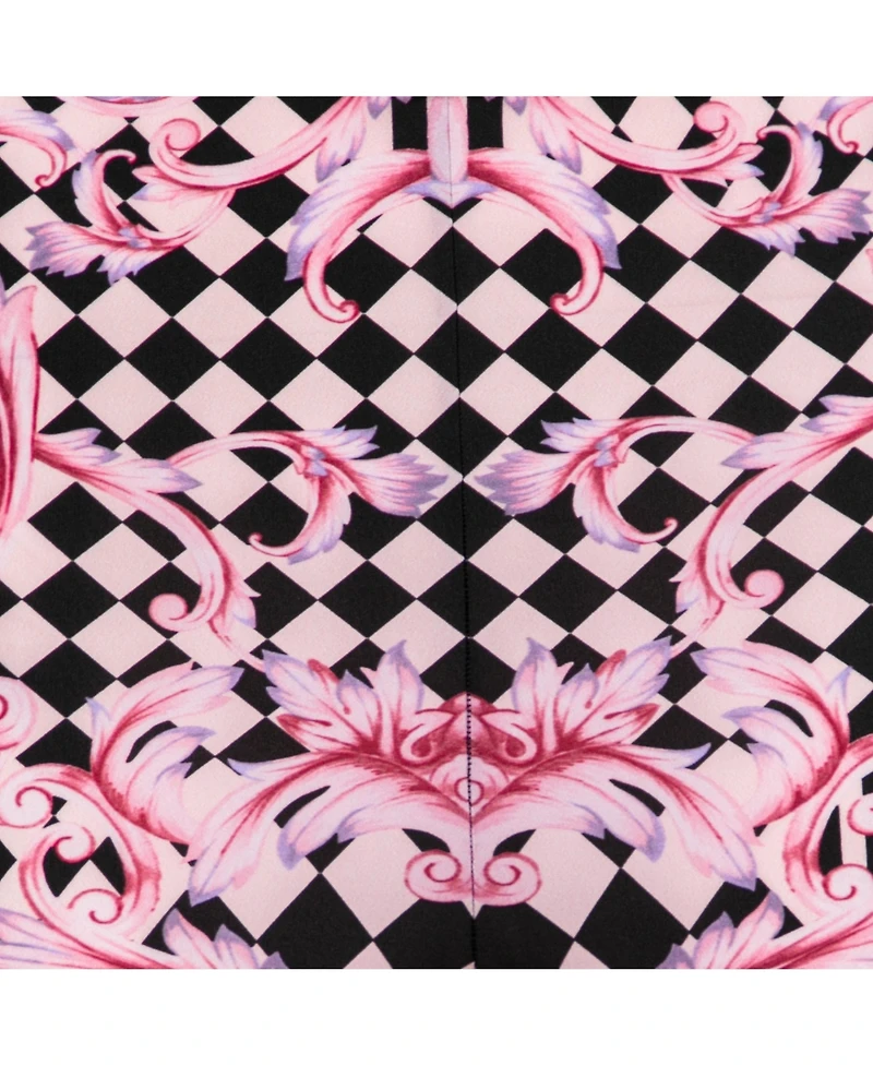 Pre-Owned Versace Women's Pink Stretch Knit Striped & Baroque Print Leggings