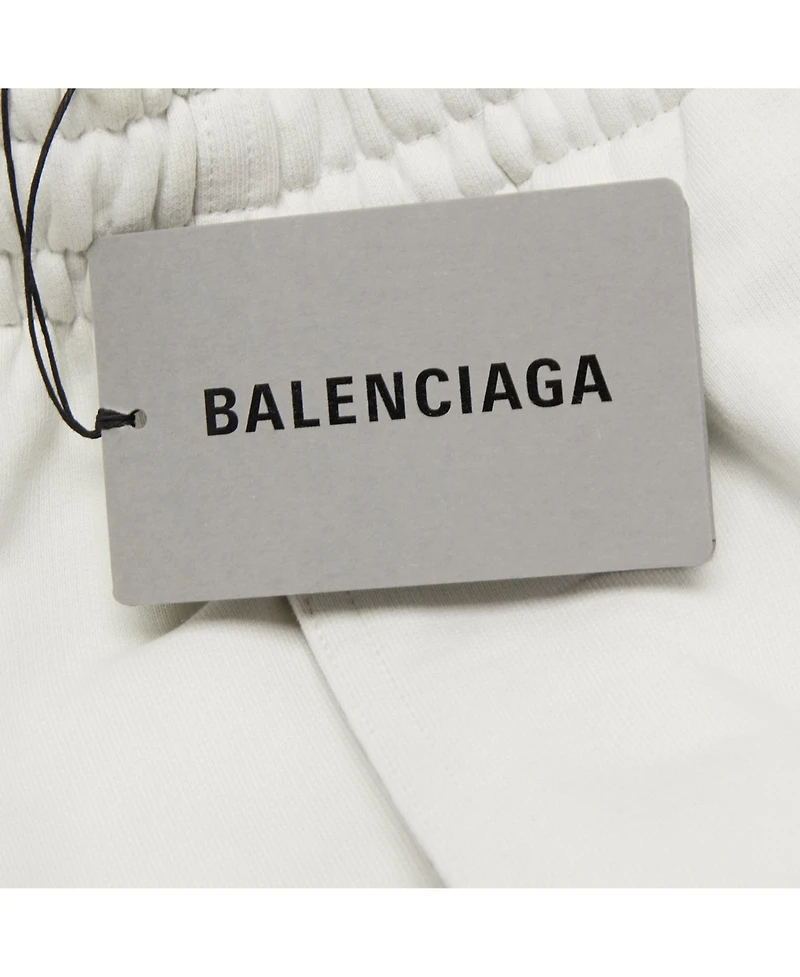 Pre-Owned Balenciaga Men's White Logo Embroidered Cotton Shorts