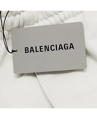 Pre-Owned Balenciaga Men's White Logo Embroidered Cotton Shorts