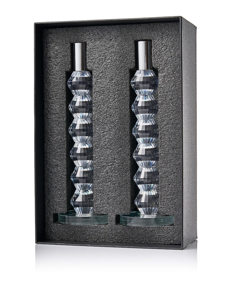 Philip Whitney Reed Clear Candlesticks, Set of 2