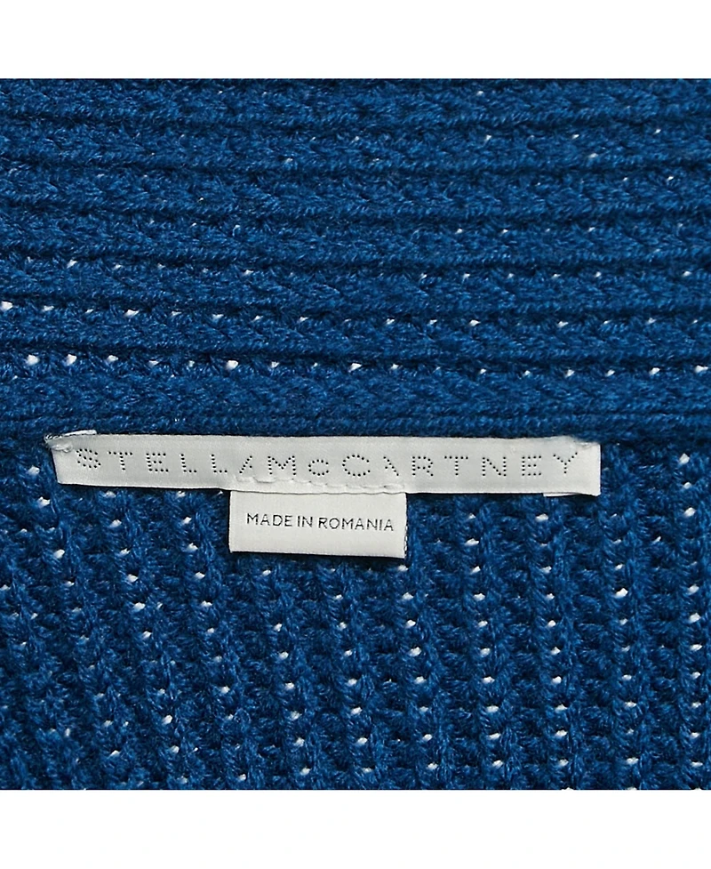 Pre-Owned Stella Mccartney Women's Blue Rib Knit Asymmetrical Button Oversized Sweater