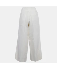 Pre-Owned Jacquemus Women's Off-White Linen Wide-Leg Cropped Pants