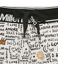 Pre-Owned Dolce & Gabbana Women's White Graffiti Print Jersey Cotton Knit Joggers