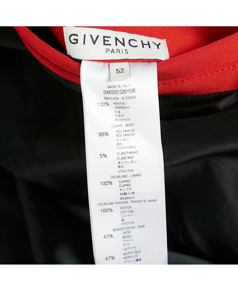 Pre-Owned Givenchy Men's Red Neoprene And Leather Zip Up Hooded Jacket