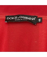 Pre-Owned Dolce & Gabbana Men's Red Jersey Logo Applique Zip-Up Jacket