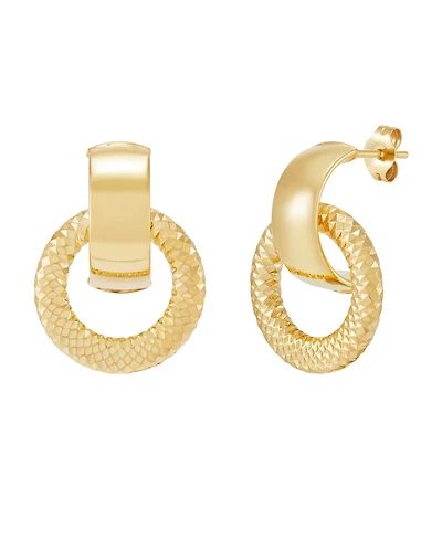 Italian Gold Polished Door Knocker Drop Earrings in 14k Yellow Gold