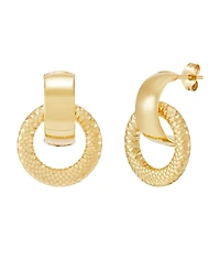 Italian Gold Polished Door Knocker Drop Earrings in 14k Yellow Gold