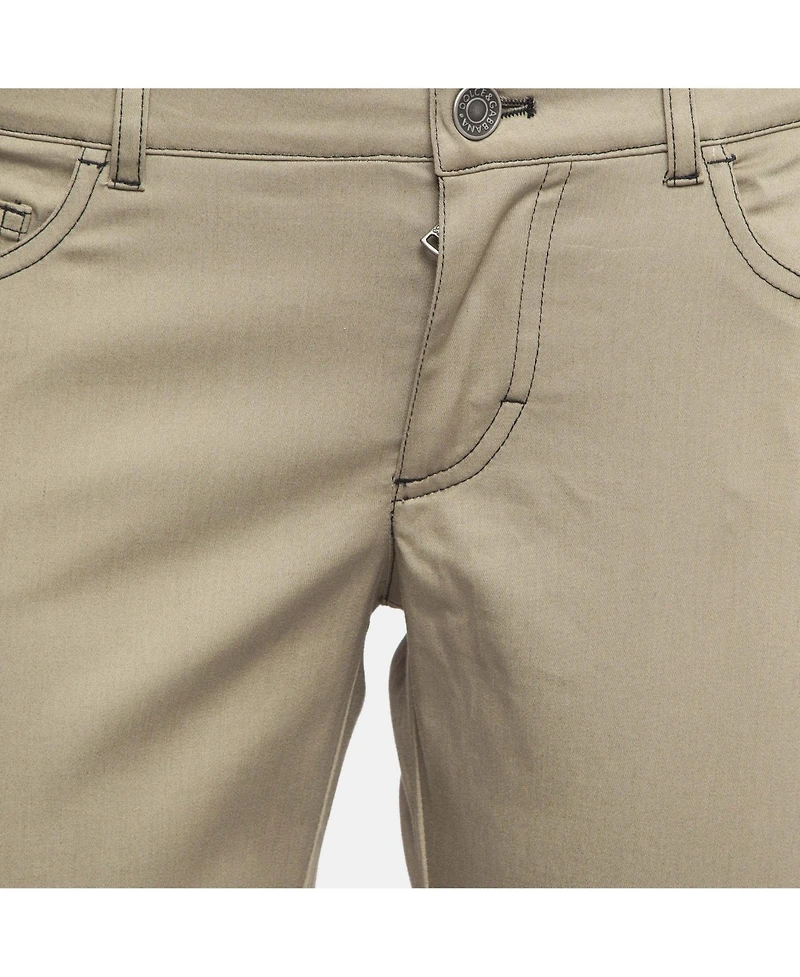 Pre-Owned Dolce & Gabbana Women's Green Contrast Side Trim Cotton Slim Trousers