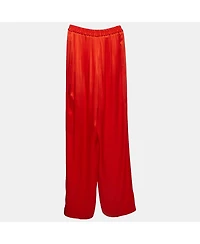 Pre-Owned Stella Mccartney Women's Red Satin Straight Leg Trousers