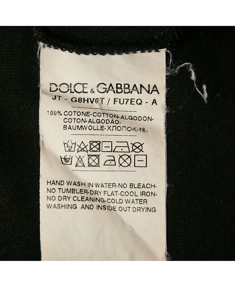 Pre-Owned Dolce & Gabbana Men's Black Logo Plaque Jersey Crewneck T-Shirt