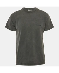 Pre-Owned Balenciaga Men's Grey Logo Embroidered Jersey T-Shirt
