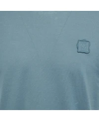 Pre-Owned Dolce & Gabbana Men's Blue Cotton Logo Badge Detail Crew Neck T-Shirt