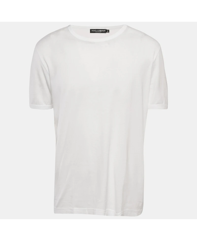 Pre-Owned Dolce & Gabbana Men's White Cotton Jersey Crewneck T-Shirt