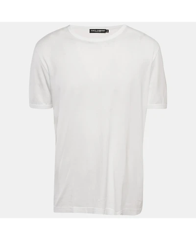 Pre-Owned Dolce & Gabbana Men's White Cotton Jersey Crewneck T-Shirt