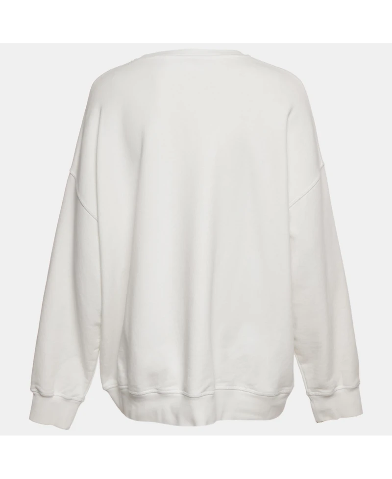 Pre-Owned Alexander Mcqueen Women's White Logo Print Cotton Sweatshirt
