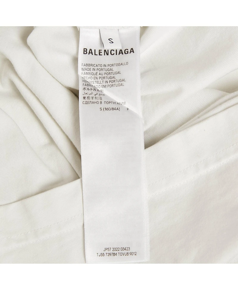 Pre-Owned Balenciaga Men's White Logo Embellished Cotton T-Shirt