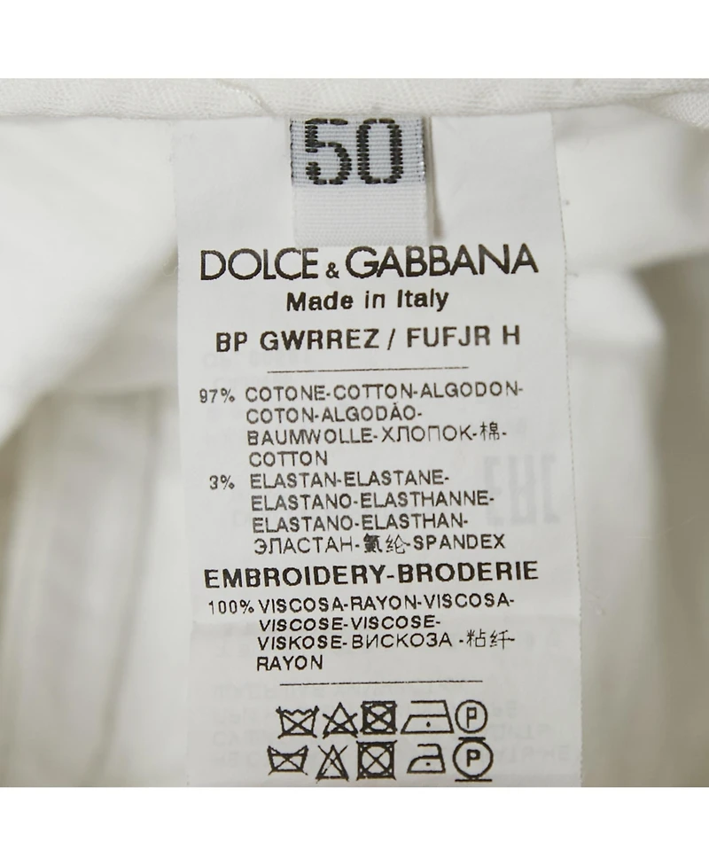 Pre-Owned Dolce & Gabbana Men's White Dg Embroidery Stretch Cotton Shorts