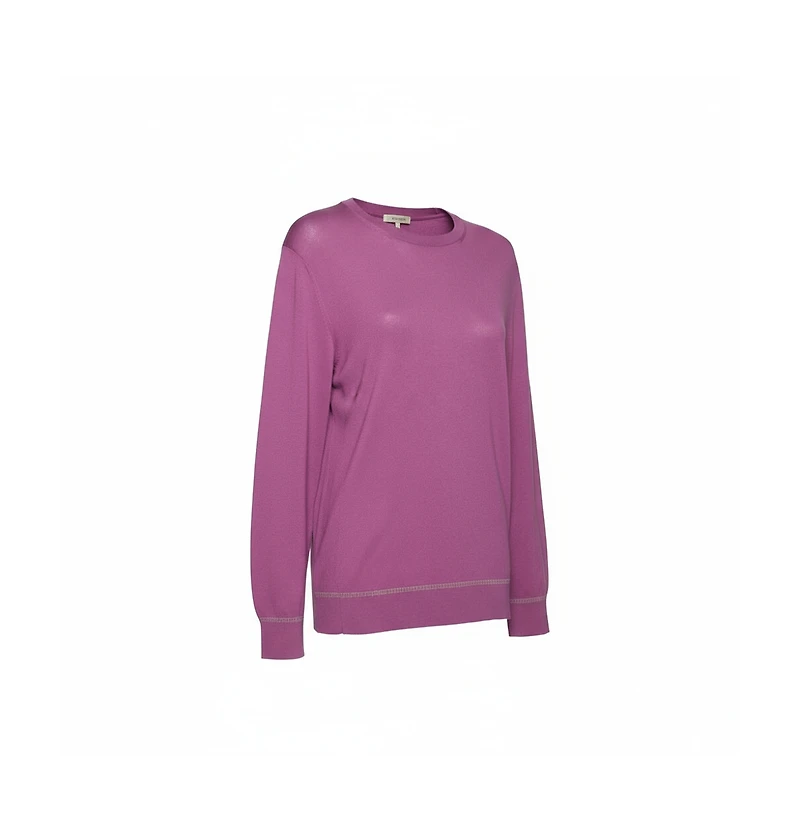 Pre-Owned Versace Women's Purple Knit Greca Detailed Long Sleeve Sweater