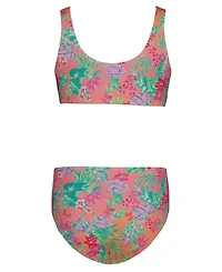 Roxy Girls' 7-16 Floral Printed Swim Top and Bottom, 2-Piece Set