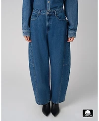 WeWoreWhat Women's Mid Rise Barrel Jeans