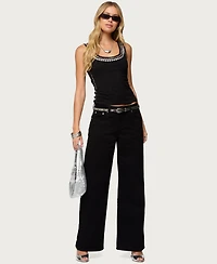 Edikted Womens Roman Low Rise Slouchy Jeans