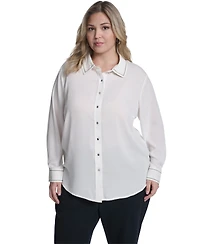Calvin Klein Plus Long-Sleeve Button-Down Top