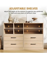 gaomon 4-Drawer Bedroom Dresser with 6 Storage Cubbies and Adjustable Shelves