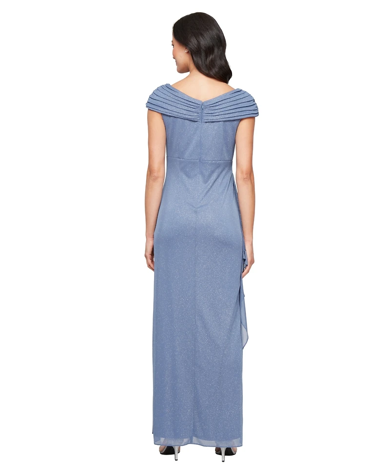 Alex Evenings Women's Glittered Ruched Gown