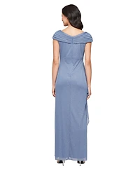 Alex Evenings Women's Glittered Ruched Gown