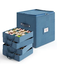 Christmas Ornament Storage Box With 4 Inner Tray Dividers - - Ornament Storage