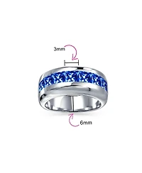 Bling Jewelry Channel Set Cubic Zirconia Cz Invisible Cut Half Eternity Band Sterling Silver 9MM