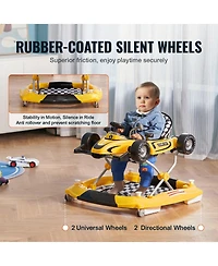 Slickblue Kids 4-in-1 Foldable Walker Activity Center with Wheels Adjustable Height Light Toy Car