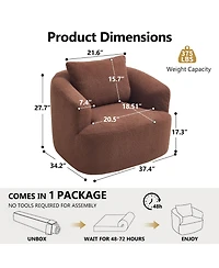 Boyelliving Mid-Century Modern Accent Chair, Armchair Living Room Chair, Comfy Single Sofa Chair, Polyester Fabric Chair for Living Room