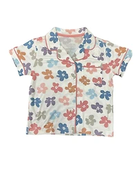 Tahari Girls 3-Piece Pajama Set with Short Sleeve Notch Collar Top, Elastic Waistband Pants, and Shorts Scrunchie