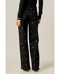 English Factory Women's Rhinestone Heart Jeans