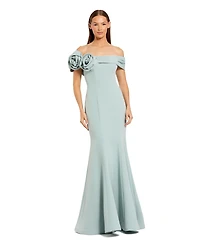Mac Duggal Women's 3D Floral Crepe Off The Shoulder Gown.