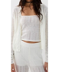 Scalpers Women's Pointelle White Cardigan