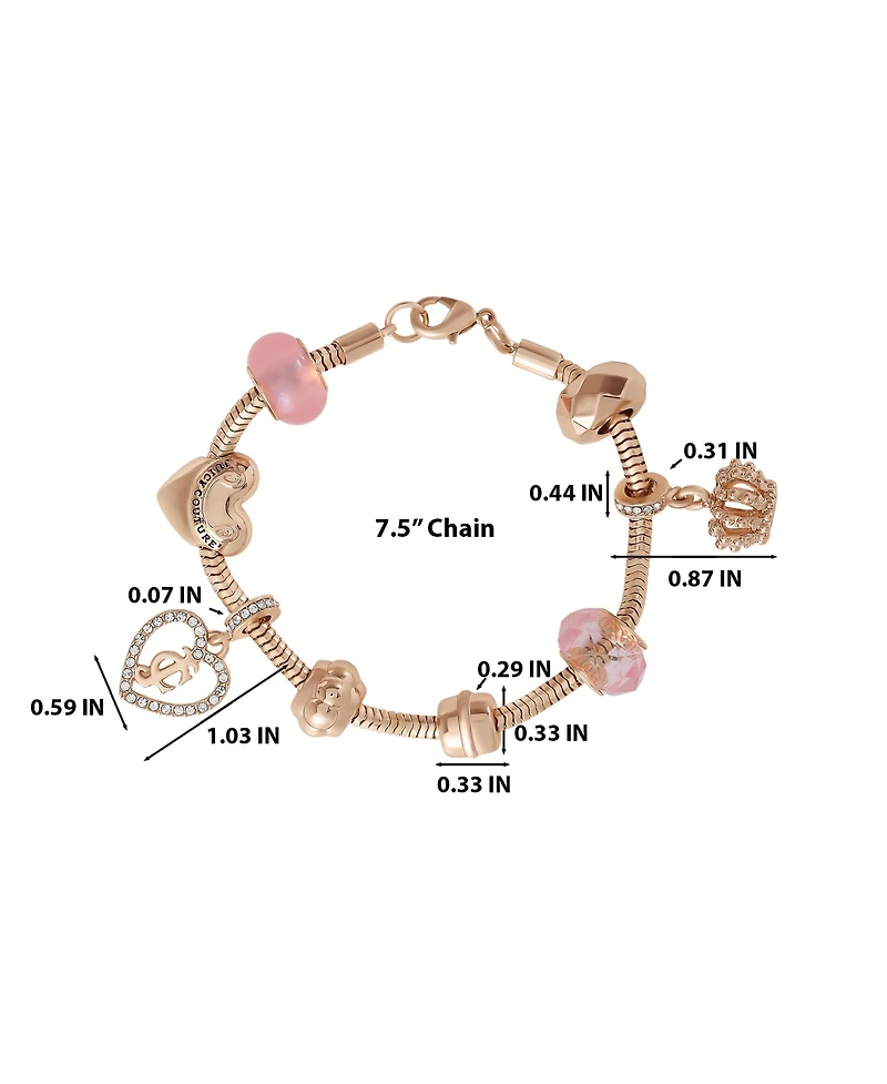 Juicy Couture Multi-Charm Beaded Chain Bracelet, Gold-Tone with Accents
