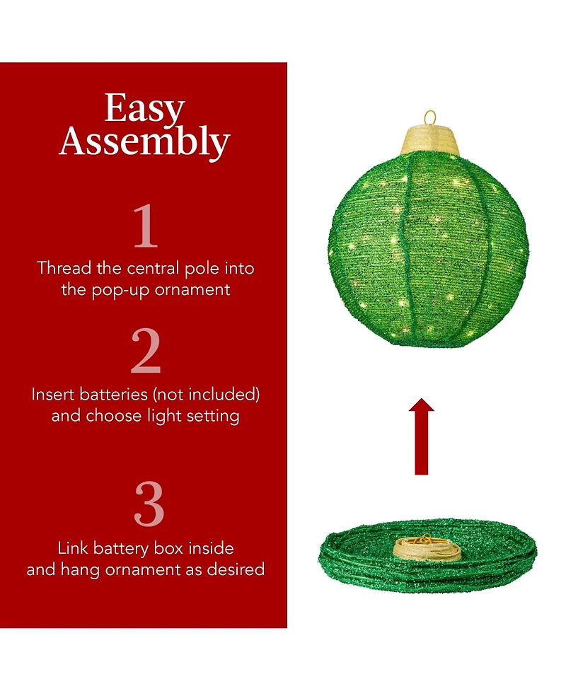 Best Choice Products 3-Piece Hanging Pop-Up Outdoor Christmas Ornaments, Led Lights, 8 Light Functions