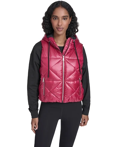 Calvin Klein Women's Performance Diamond Quilt Hooded Puffer Vest